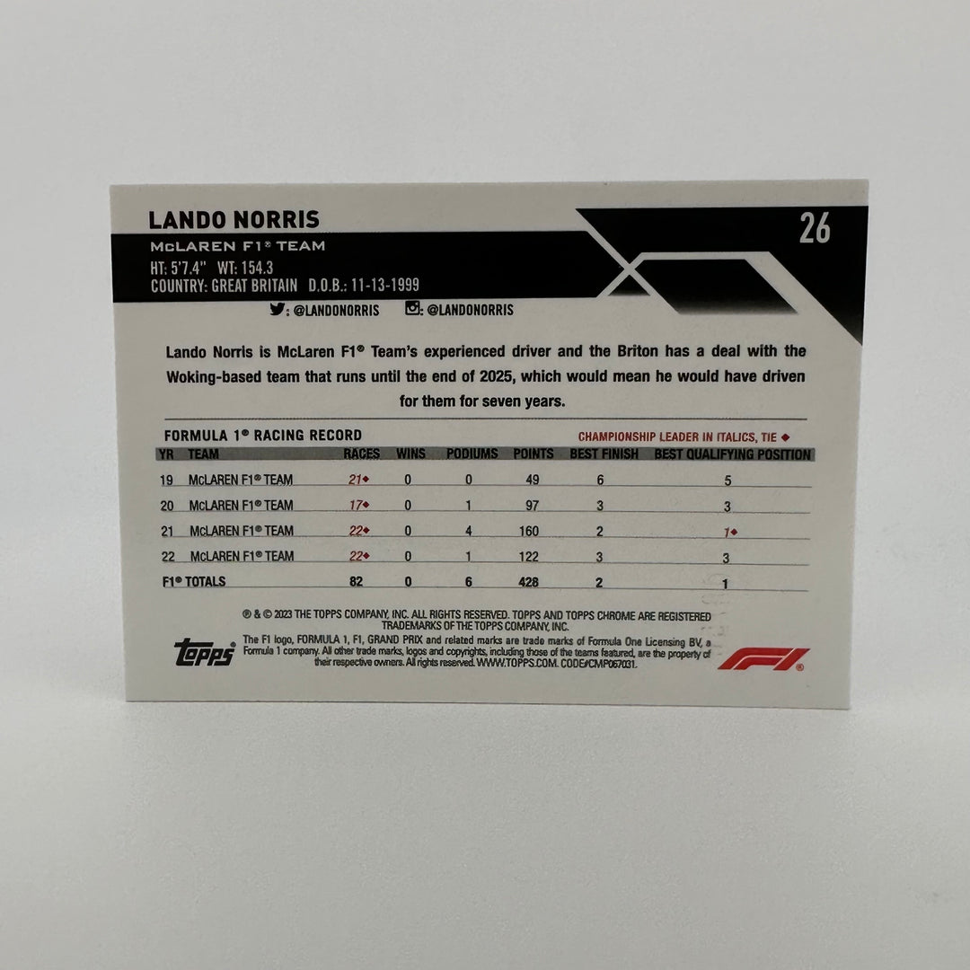 41/50 Lando Norris #26 - Gold - 2023 Topps Chrome Sapphire