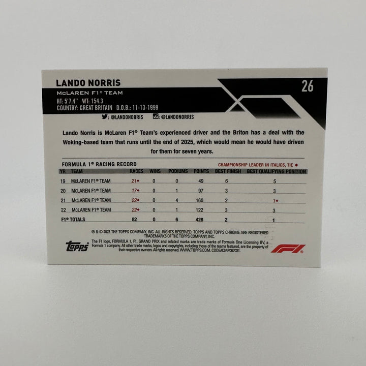 41/50 Lando Norris #26 - Gold - 2023 Topps Chrome Sapphire