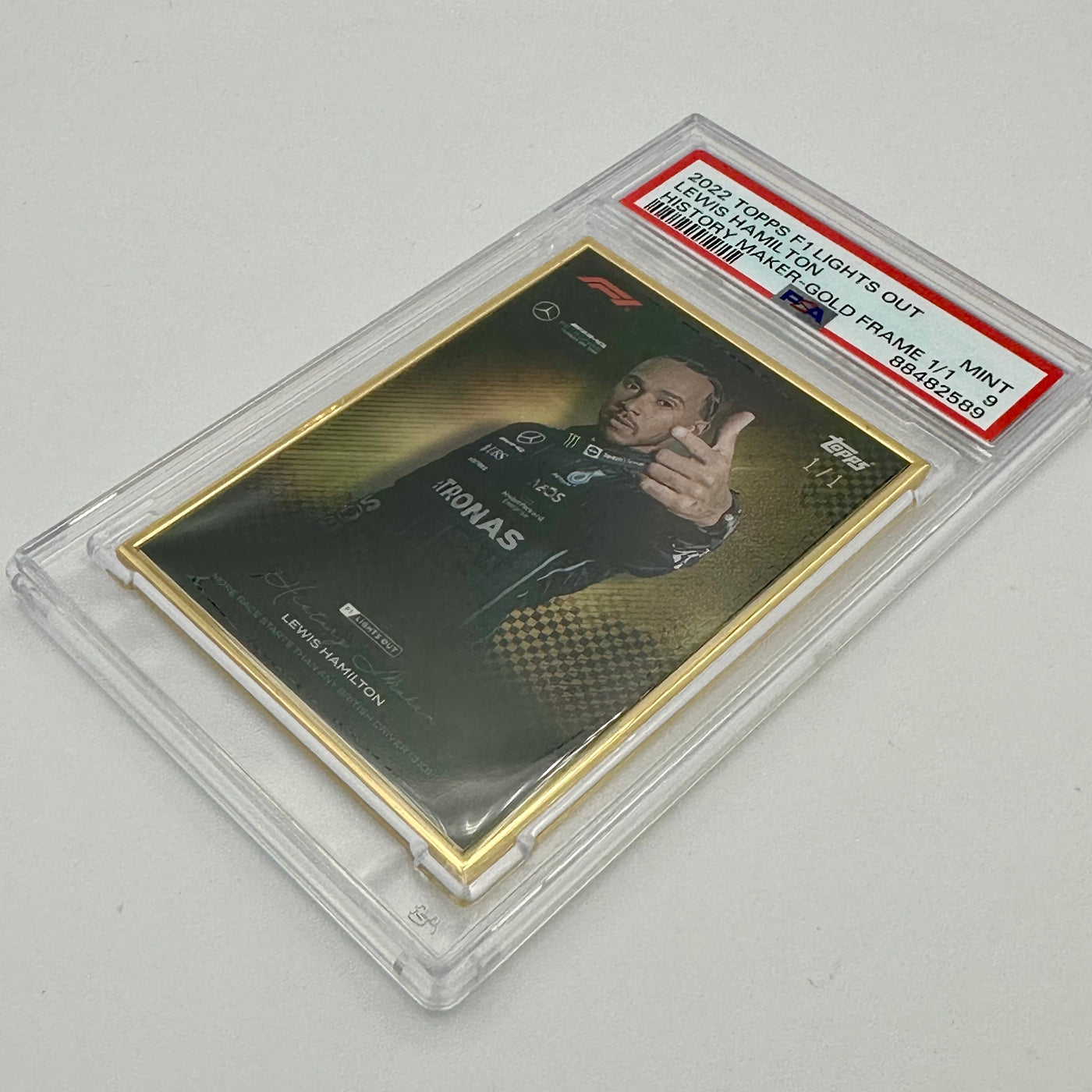 1/1 Gold Frame - Lewis Hamilton - History Maker - 2022 Lights Out - PSA 9