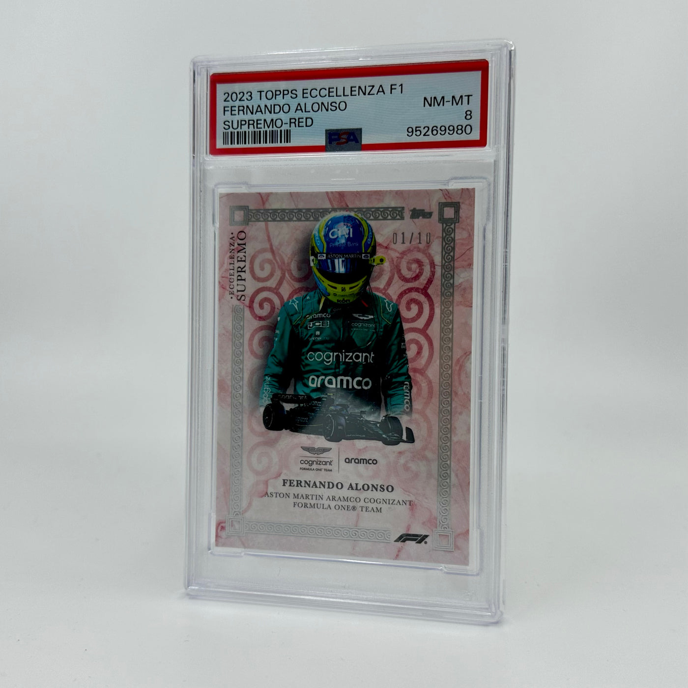 PSA 8 - 01/10 - Fernando Alonso - Red - 2023 Topps Eccellenza Supremo