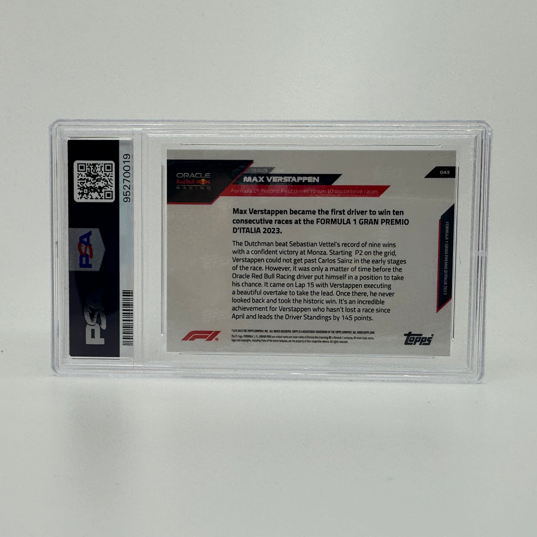 PSA 9 - Max Verstappen - 2023 Topps Now #43 - 10 Wins