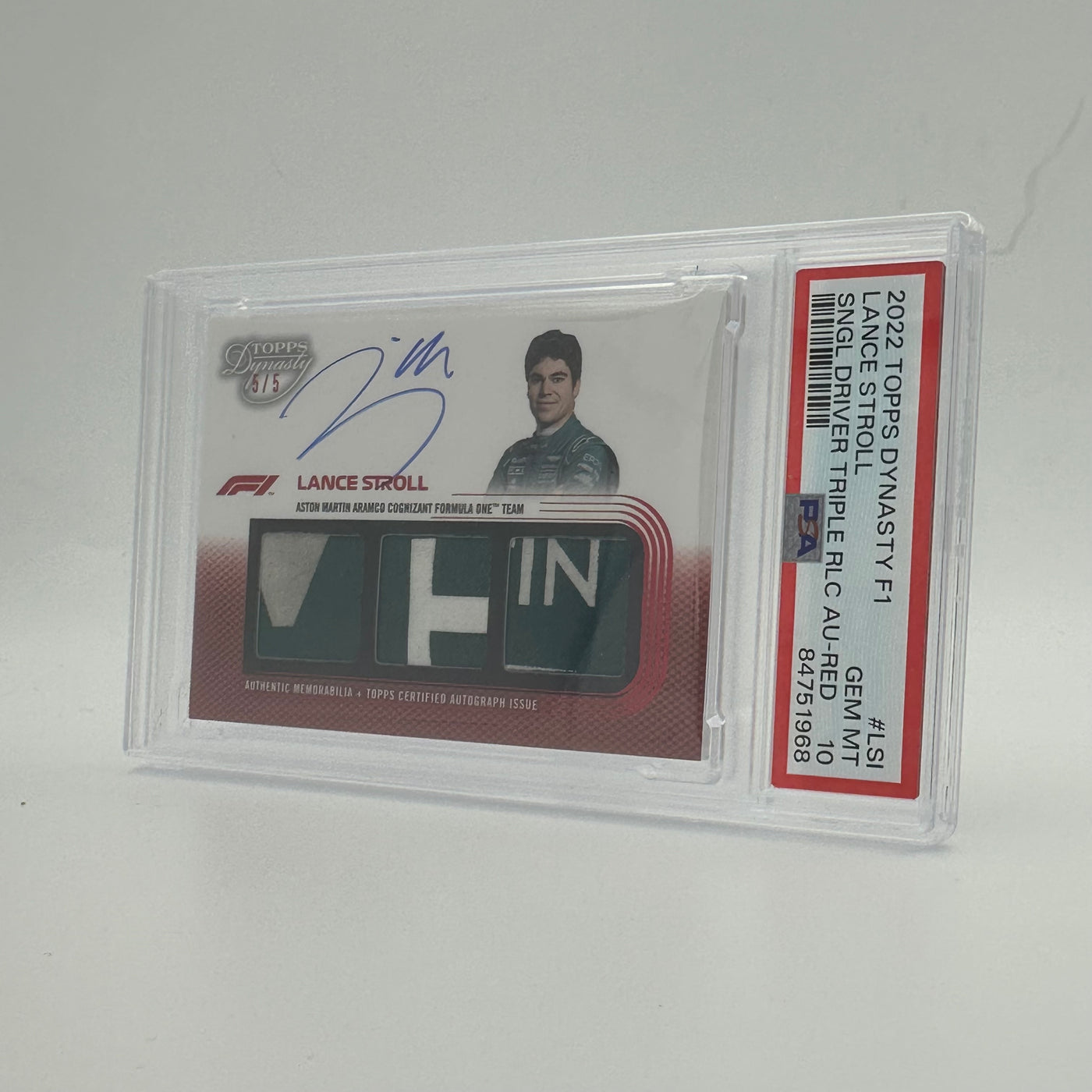 PSA 10 - 5/5 Red - Lance Stroll #LSI - 2022 Topps Dynasty Triple Relic