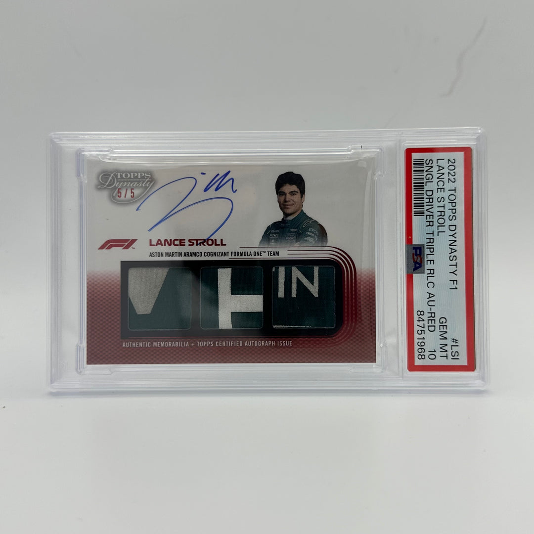 PSA 10 - 5/5 Red - Lance Stroll #LSI - 2022 Topps Dynasty Triple Relic