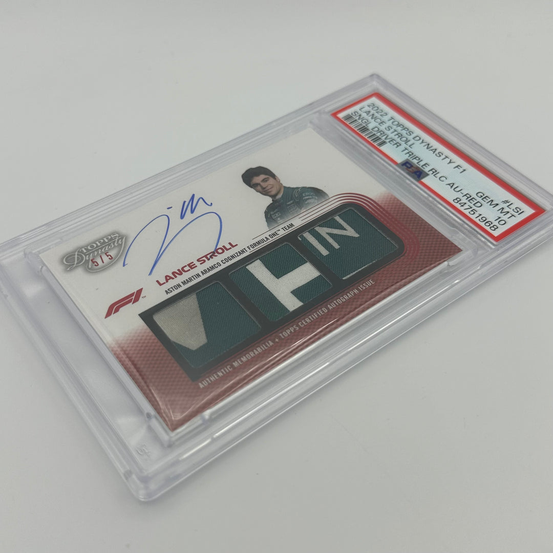 PSA 10 - 5/5 Red - Lance Stroll #LSI - 2022 Topps Dynasty Triple Relic