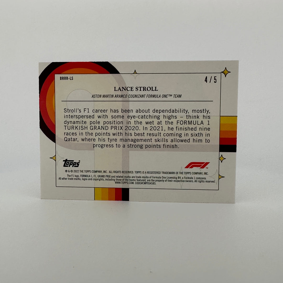4/5 Red - Lance Stroll - 2022 Topps Formula 1 - Bounce, Rock, Race, Rolle
