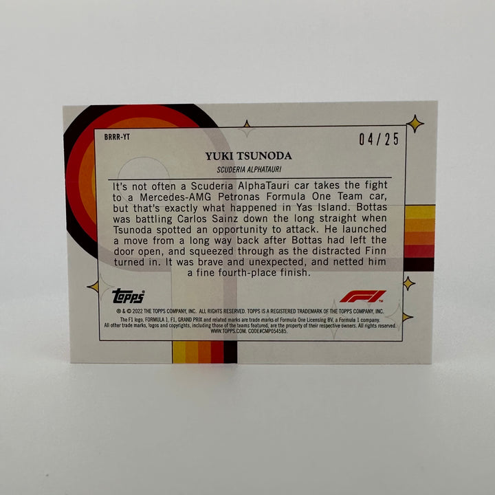 04/25 Orange - Yuki Tsunoda - 2022 Topps Formula 1 - Bounce, Rock, Race, Roll