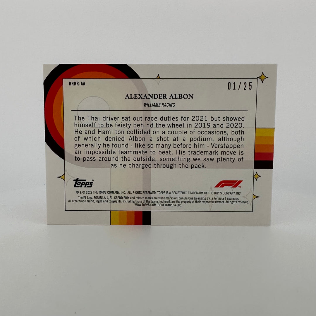 01/25 Orange - Alexander Albon - 2022 Topps Formula 1 - Bounce, Rock, Race, Roll