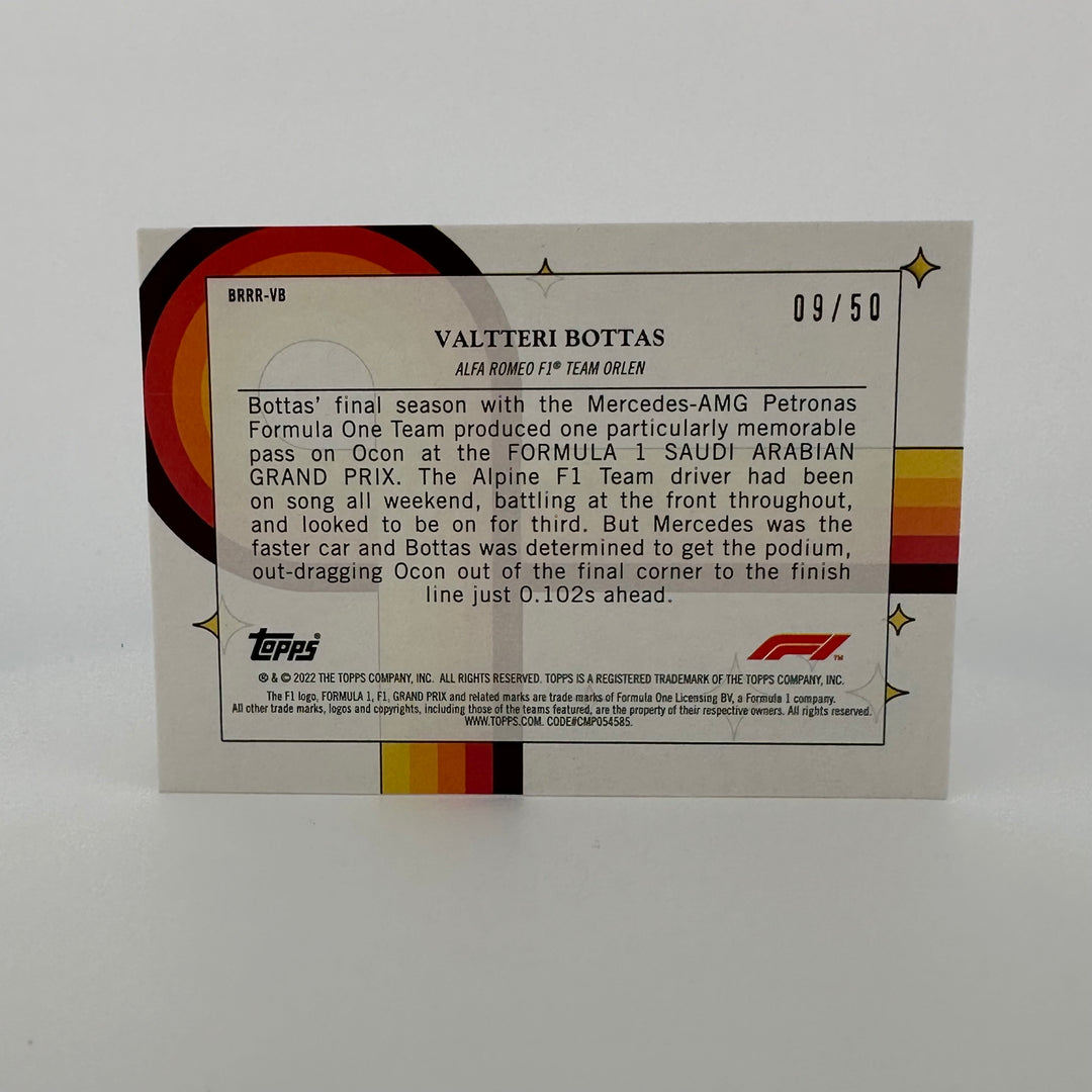 09/50 Gold - Valteri Bottas - 2022 Topps Formula 1 - Bounce, Rock, Race, Roll