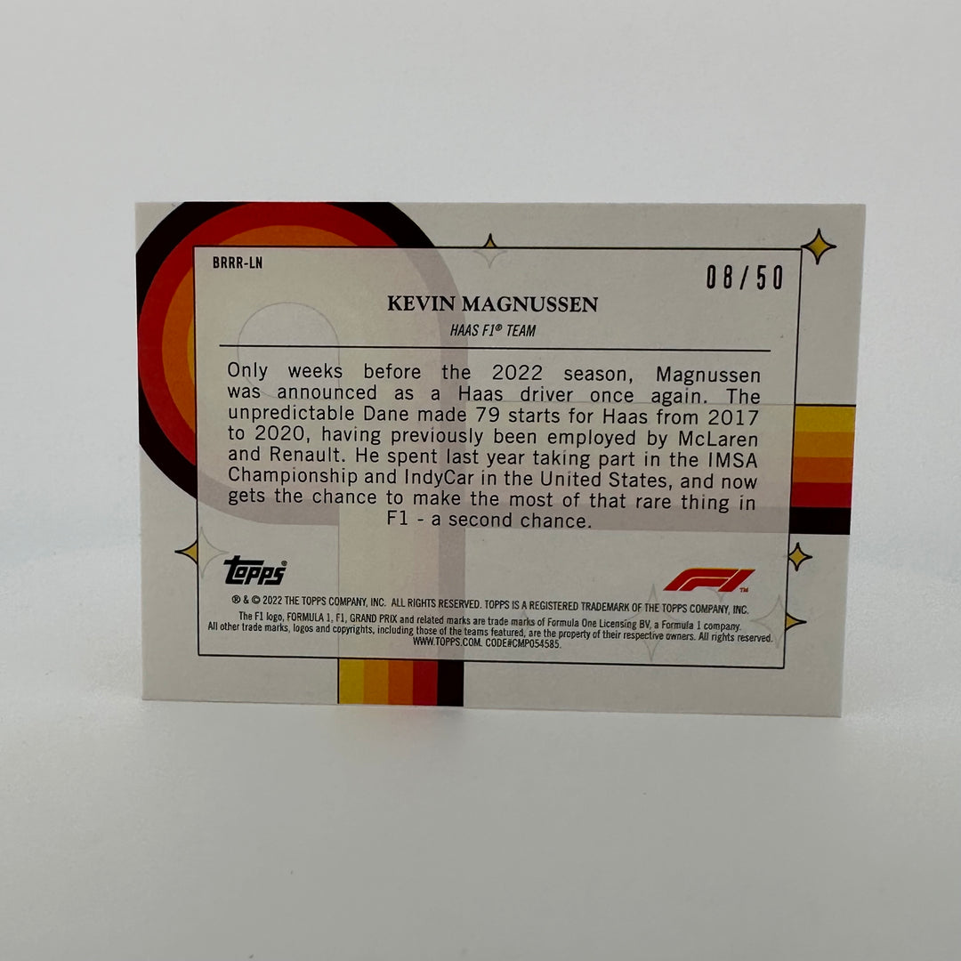 08/50 Gold - Kevin Manussen - 2022 Topps Formula 1 - Bounce, Rock, Race, Roll