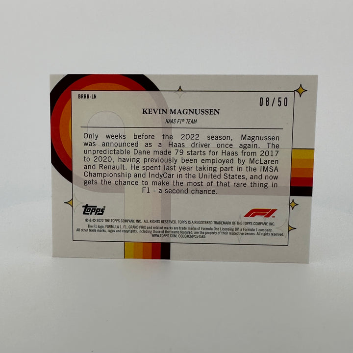 08/50 Gold - Kevin Manussen - 2022 Topps Formula 1 - Bounce, Rock, Race, Roll
