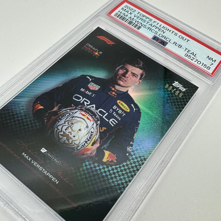 PSA 7 - 08/99 - Max Verstappen - Most Wins and Races - History Maker - Teal