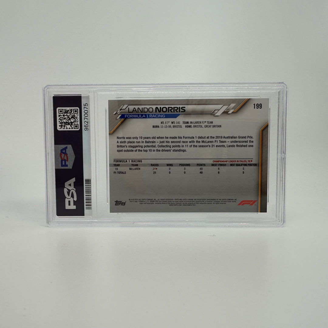 PSA 9 - Lando Norris #199 - 2020 Chrome Sapphire - Rookie Card
