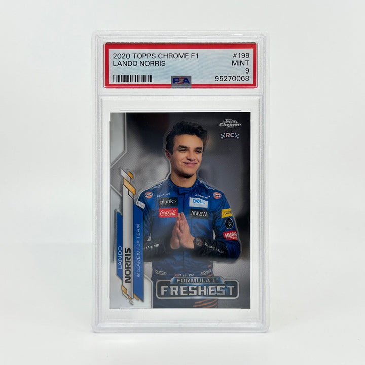 PSA 9 - Lando Norris #199 - 2020 Topps Chrome F1 - F1's Freshest - Rookie Card