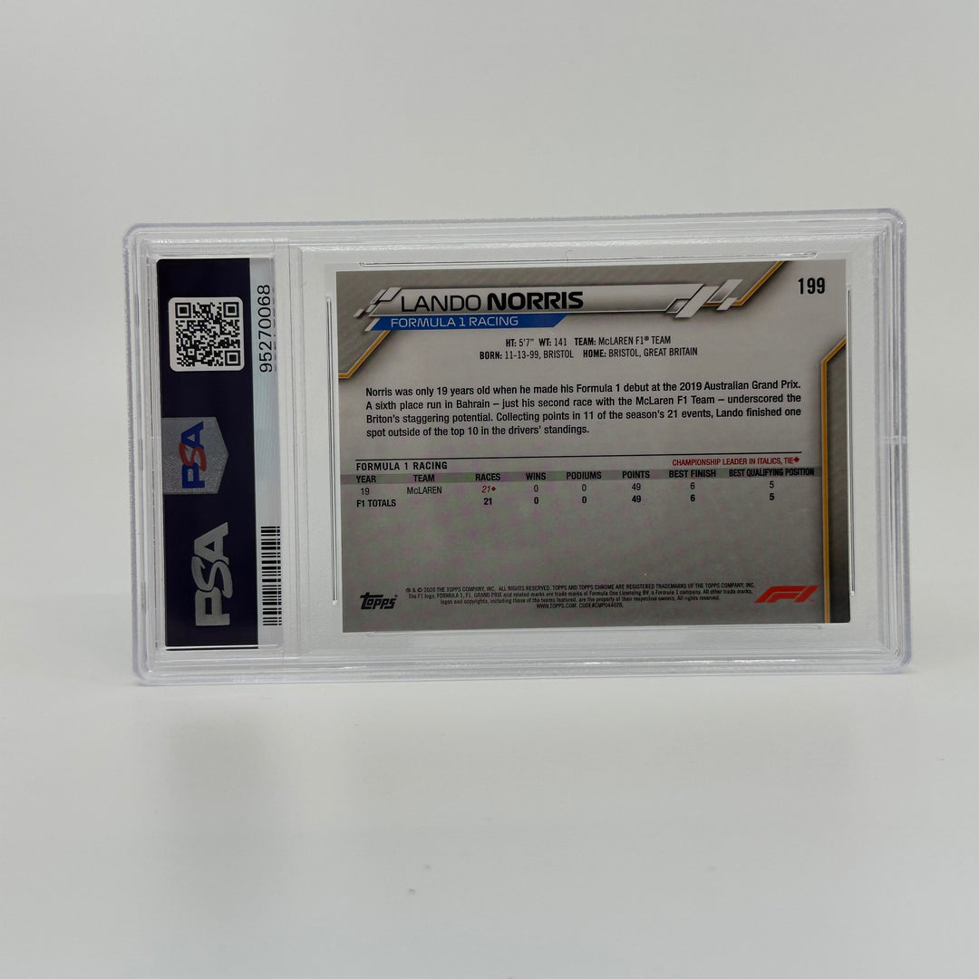 PSA 9 - Lando Norris #199 - 2020 Topps Chrome F1 - F1's Freshest - Rookie Card