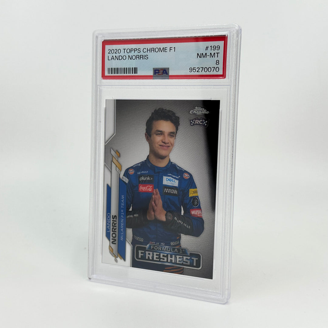 PSA 8 - Lando Norris #199 - 2020 Topps Chrome F1 - F1's Freshest - Rookie Card