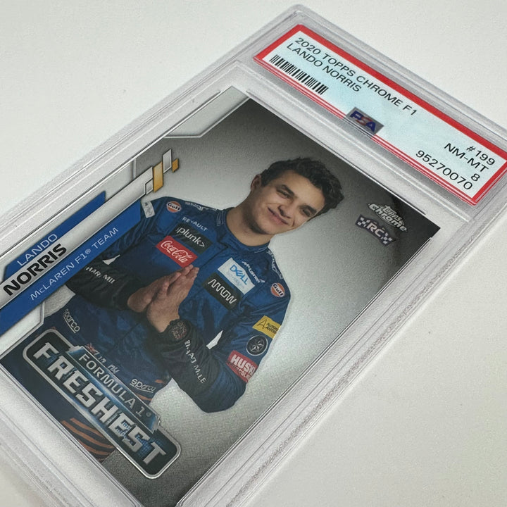 PSA 8 - Lando Norris #199 - 2020 Topps Chrome F1 - F1's Freshest - Rookie Card