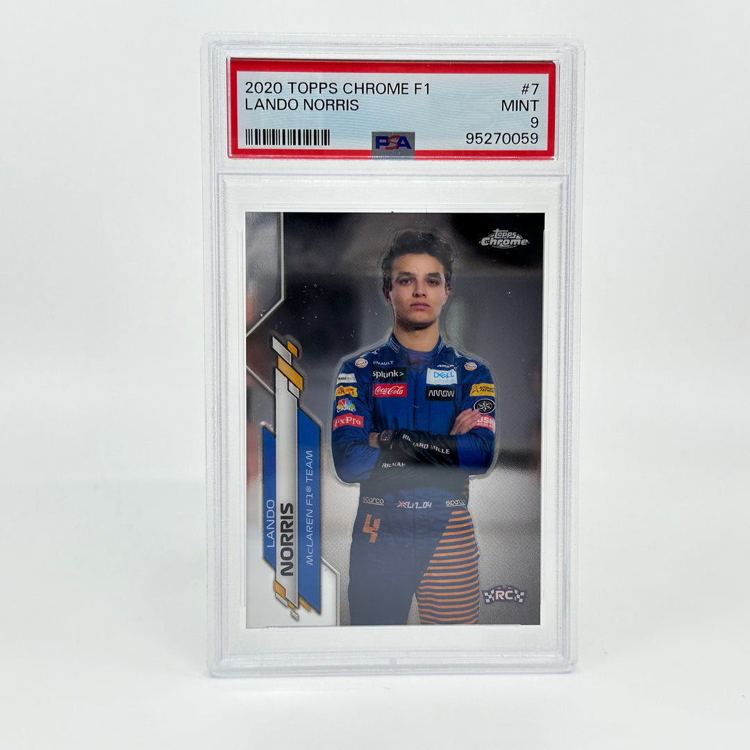 PSA 9 - Lando Norris #7 - 2020 Topps Chrome F1 - Rookie Card