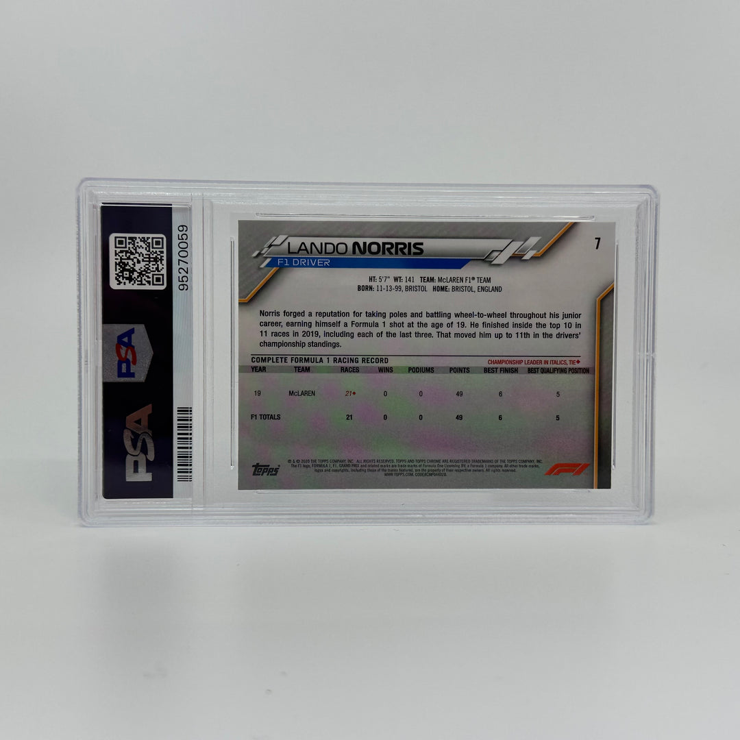PSA 9 - Lando Norris #7 - 2020 Topps Chrome F1 - Rookie Card