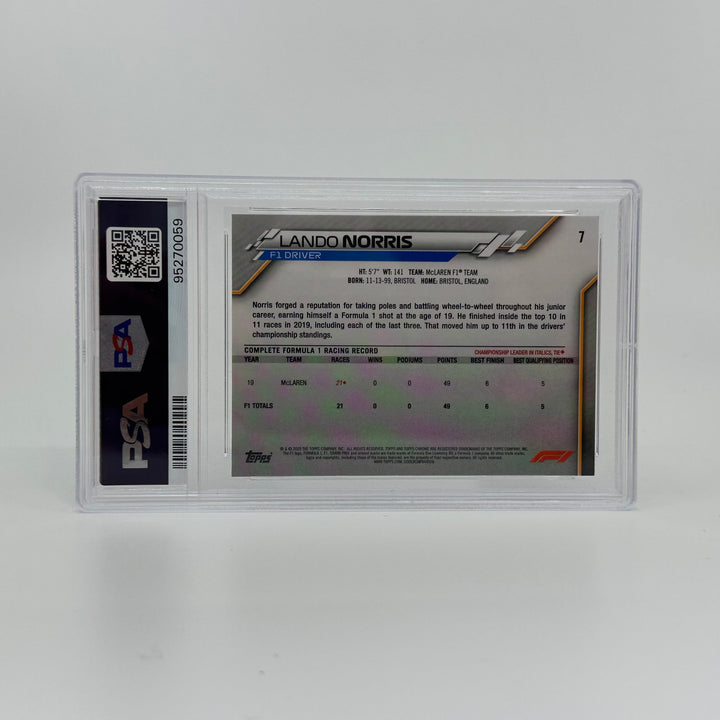 PSA 9 - Lando Norris #7 - 2020 Topps Chrome F1 - Rookie Card