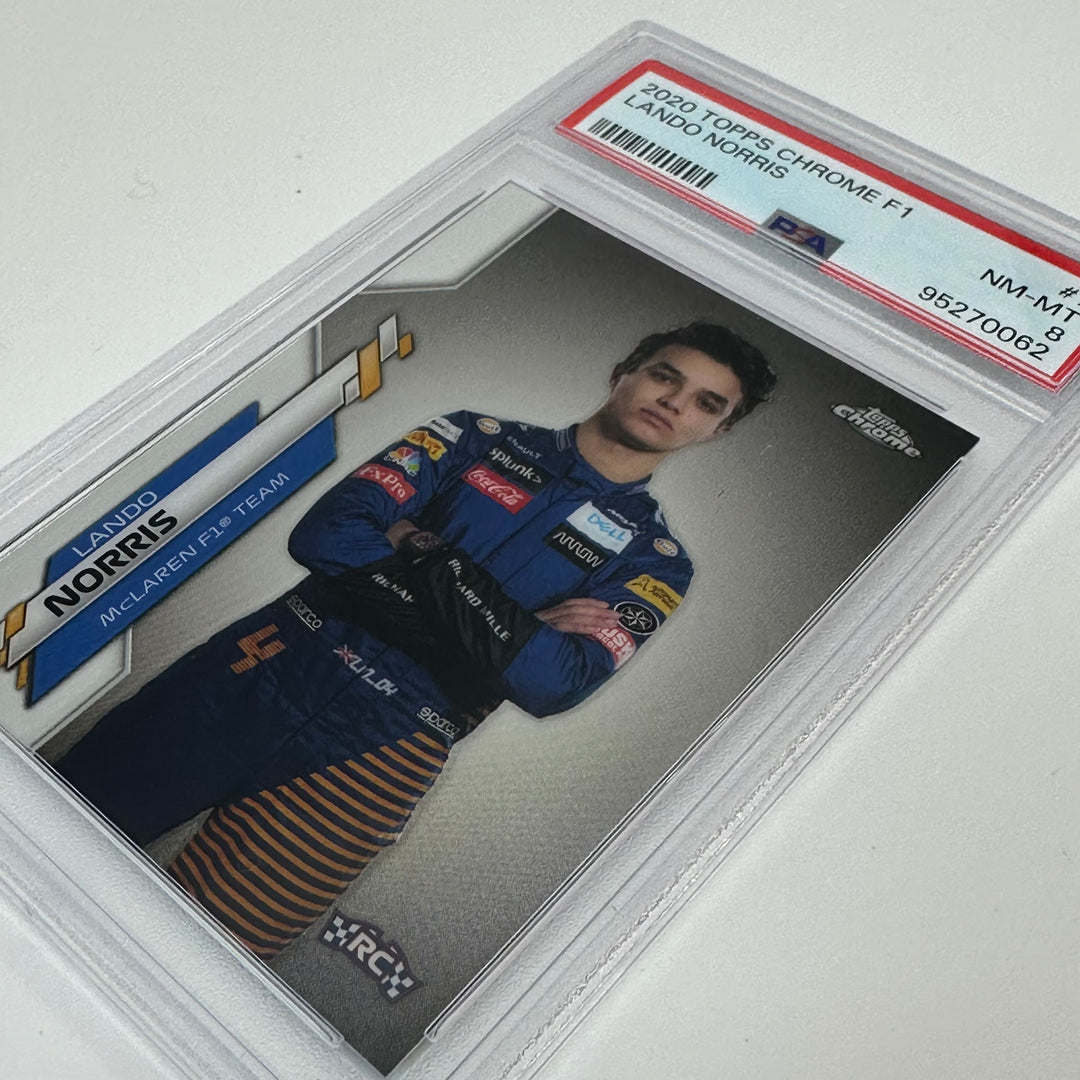 PSA 8 - Lando Norris #7 - 2020 Topps Chrome F1 - Rookie Card