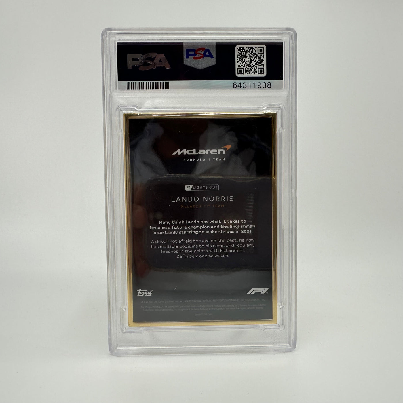 PSA 9 - 1/1 Gold Frame - Lando Norris - 2021 Topps Lights Out