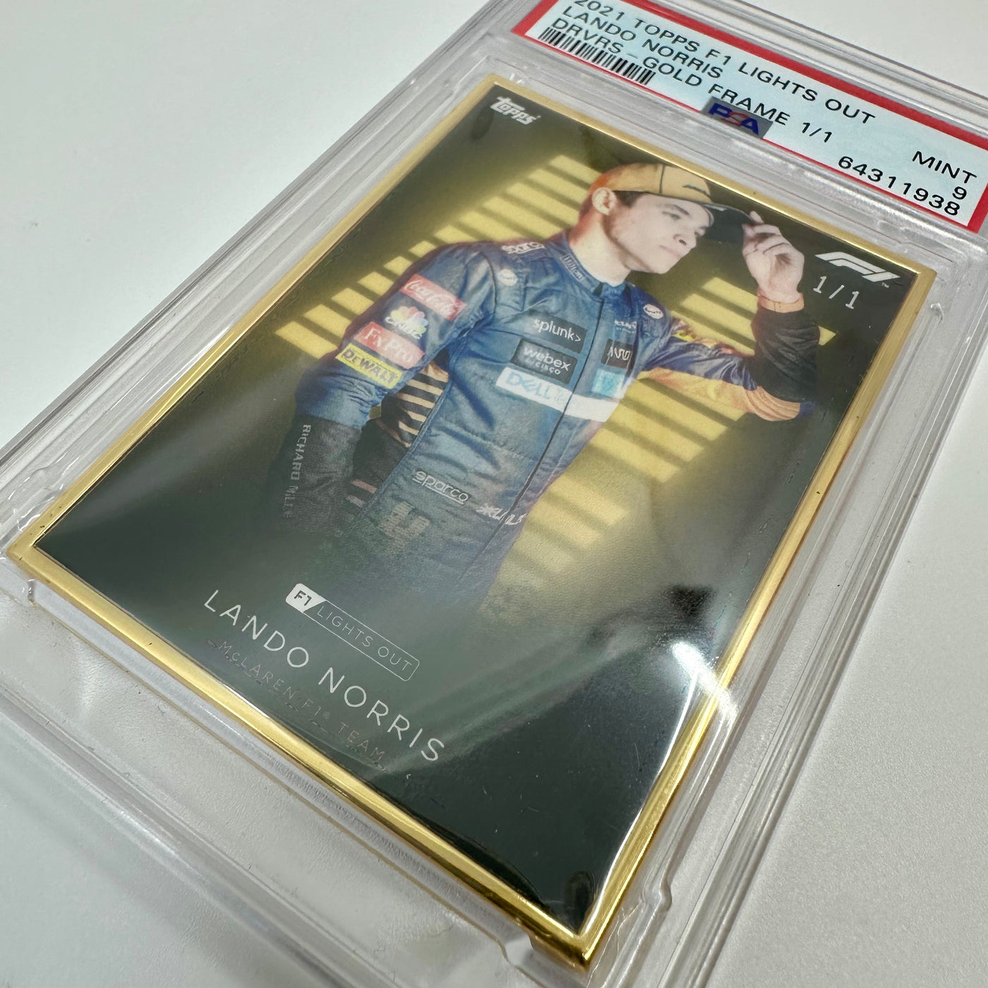 PSA 9 - 1/1 Gold Frame - Lando Norris - 2021 Topps Lights Out