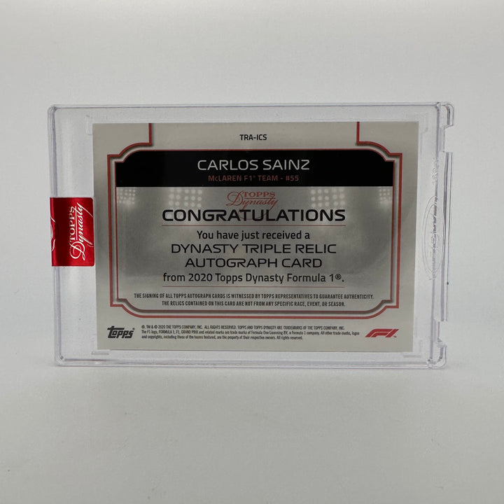 09/10 Silver - Carlos Sainz #TRA-ICS - 2020 Triple Relic Autograph