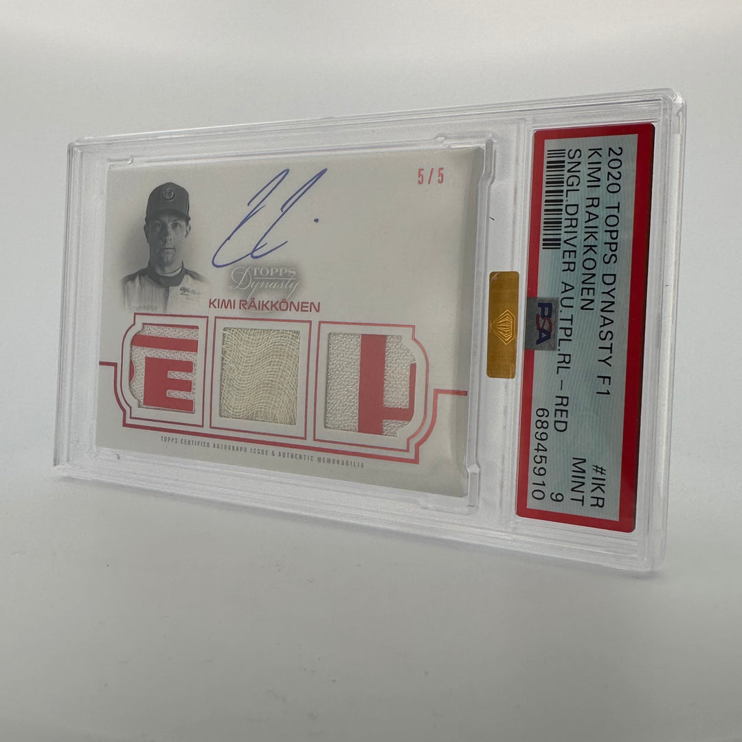 PSA 9 - 5/5 Kimi Raikkonen #TRA-IKR - Red - 2020 Dynasty Triple Relic Autograph