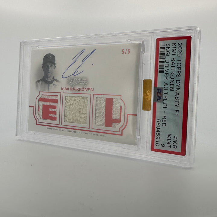 PSA 9 - 5/5 Kimi Raikkonen #TRA-IKR - Red - 2020 Dynasty Triple Relic Autograph