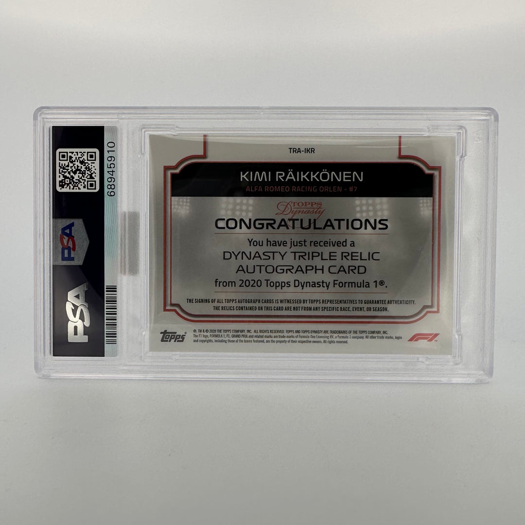 PSA 9 - 5/5 Kimi Raikkonen #TRA-IKR - Red - 2020 Dynasty Triple Relic Autograph