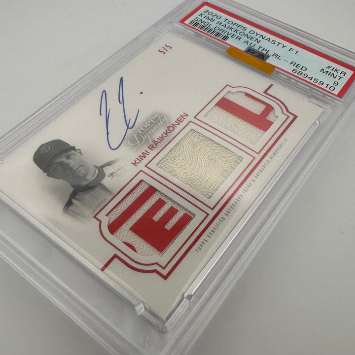 PSA 9 - 5/5 Kimi Raikkonen #TRA-IKR - Red - 2020 Dynasty Triple Relic Autograph