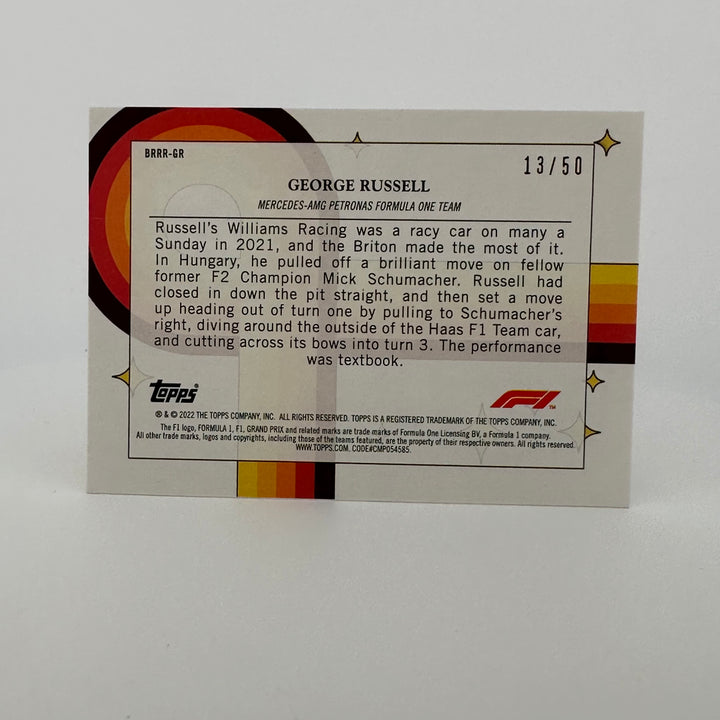 13/50 Gold - George Russell - 2022 Topps Formula 1 - Bounce, Rock, Race, Roll