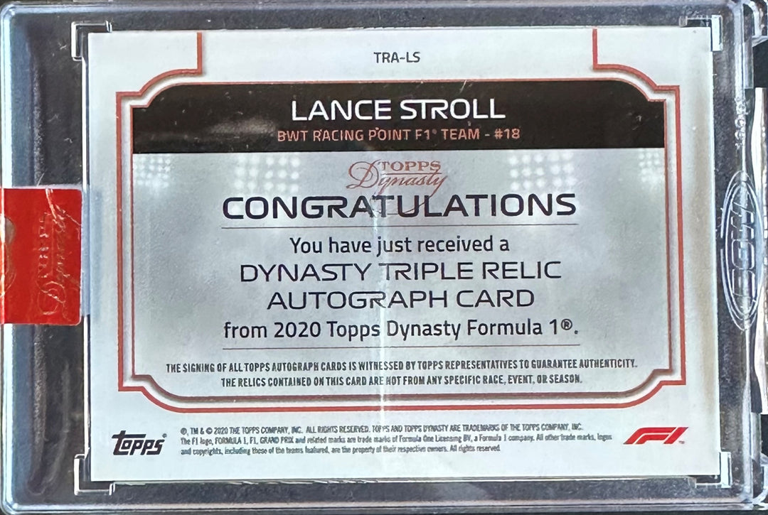 06/10 Lance Stroll #TRA-LS - Triple Relic Autograph - 2020 Topps Dynasty F1