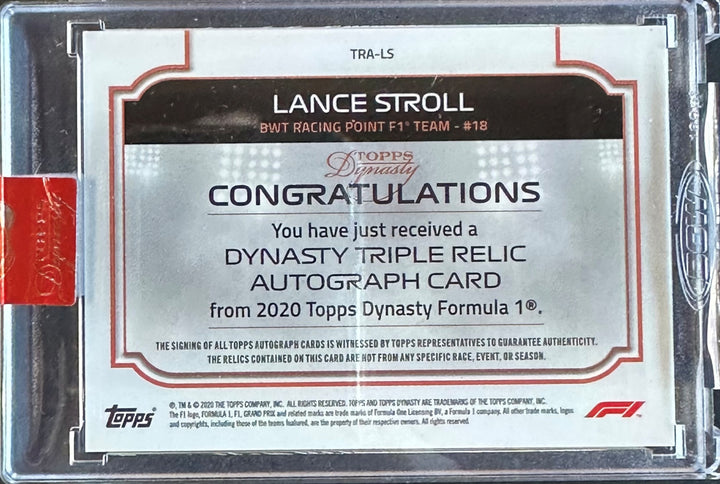 06/10 Lance Stroll #TRA-LS - Triple Relic Autograph - 2020 Topps Dynasty F1
