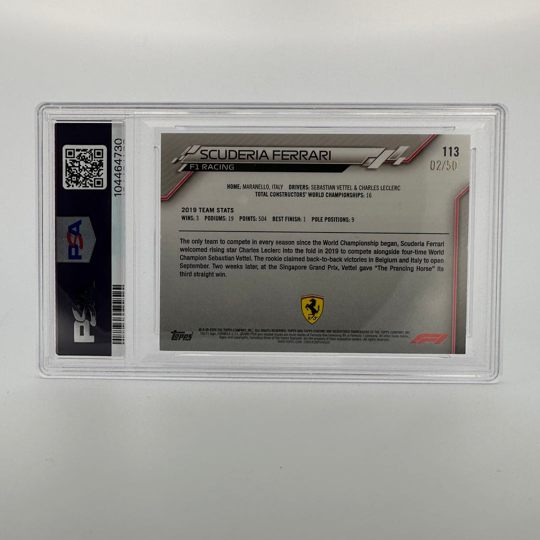 PSA 7 - 02/50 Scuderia Ferrari #113 - Logo - Gold Refractor - 2020 Topps Chrome F1