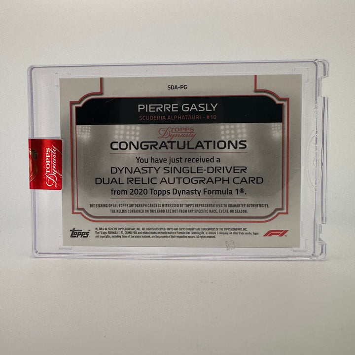 3/5 Red - Pierre Gasly #SDA-PG - 2020 Dynasty Dual Relic Autograph