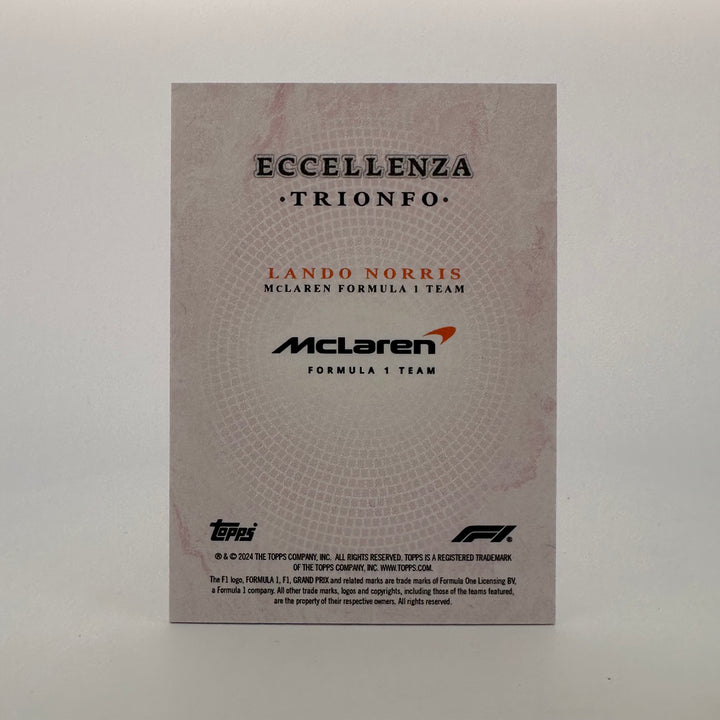 62/75 Lando Norris - Trionfo - Pink - 2024 Topps Eccellenza F1