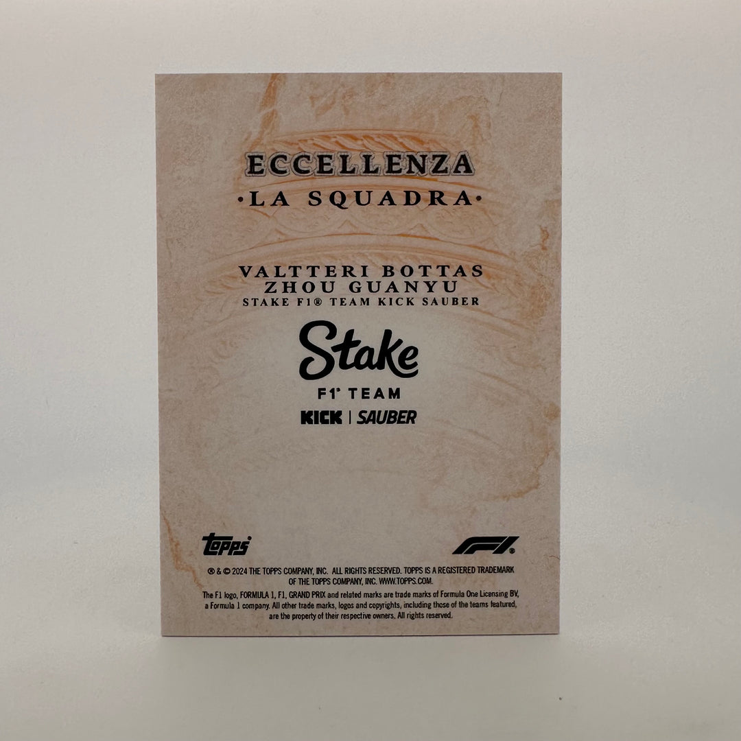 5/5 Stake - Valtteri Bottas / Zhou Guanyu - Squadra - Orange - 2024 Topps Eccellenza F1