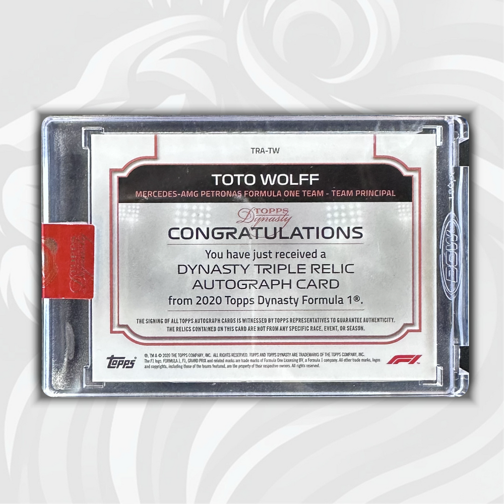 04/10 Toto Wolff - Dynasty Triple Relic Autograph - 2020 Topps Dynasty Formula 1 - Back