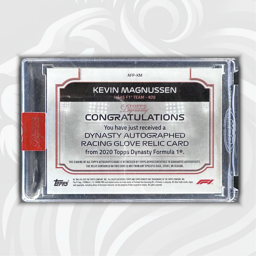 02/10 Kevin Magnussen - Dynasty Autographed Racing Glove Relic - 2020 Topps Dynasty Formula 1 - Back