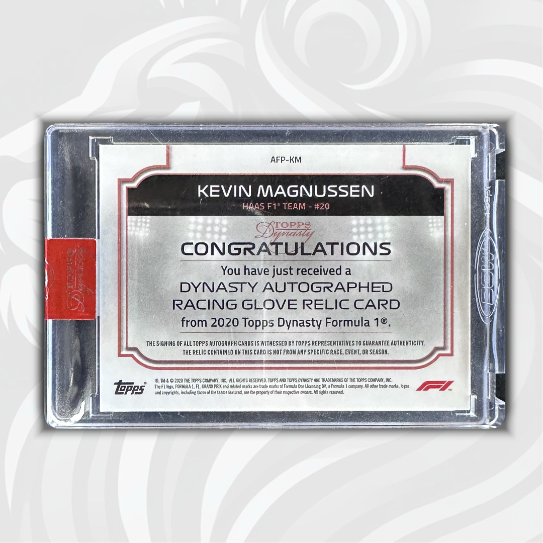 02/10 Kevin Magnussen - Dynasty Autographed Racing Glove Relic - 2020 Topps Dynasty Formula 1 - Back