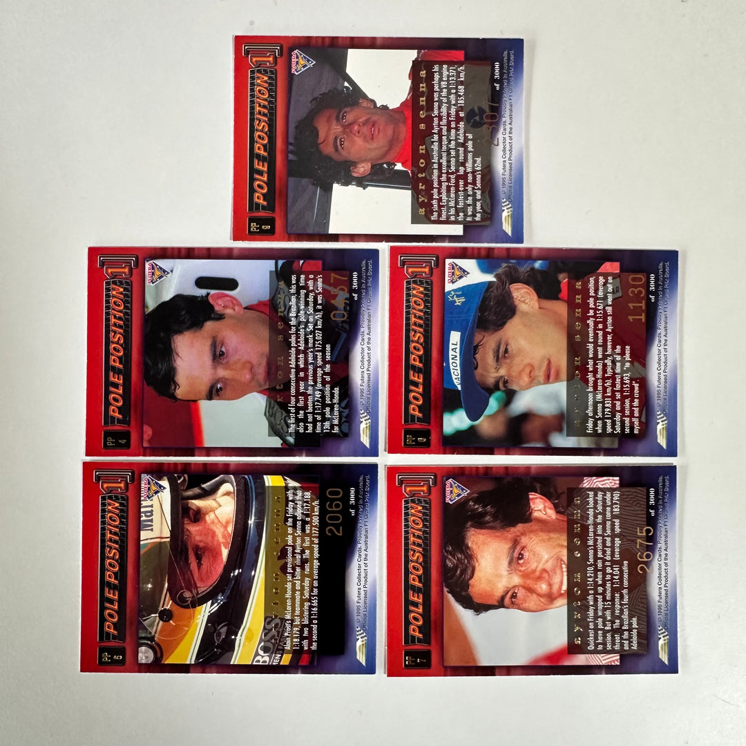 Futera 1995 - Pole Position Ayrton Senna Set  of 5 /3000 Cards - #PP4,5,6,7,9