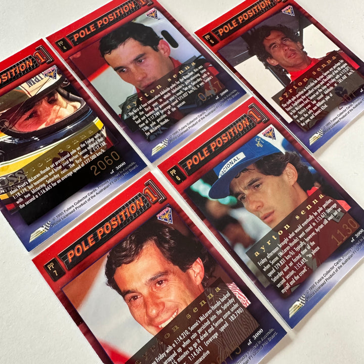 Futera 1995 - Pole Position Ayrton Senna Set  of 5 /3000 Cards - #PP4,5,6,7,9