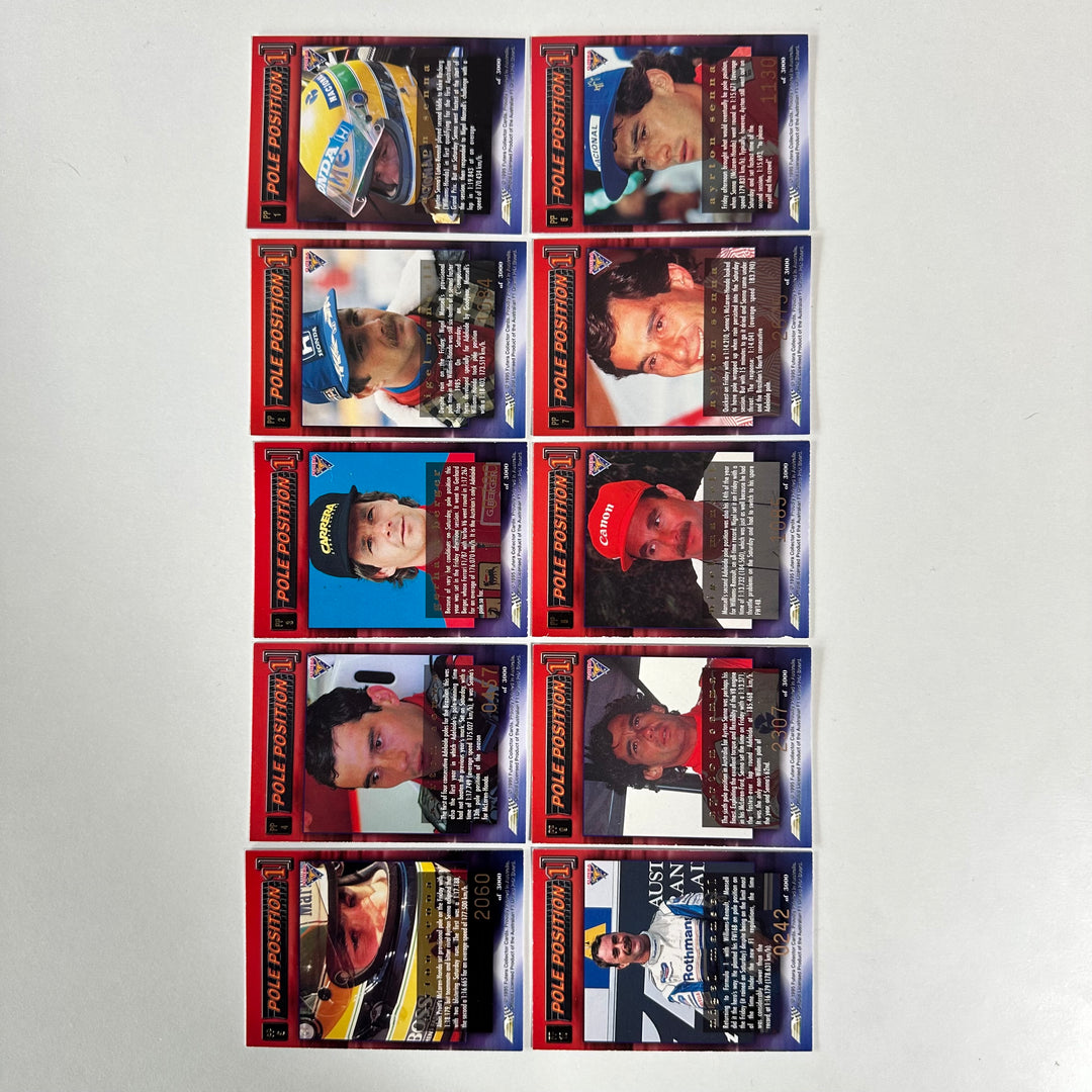 Futera 1995 - Pole Position Complete Set  of 10 /3000 Cards - #PP1-10