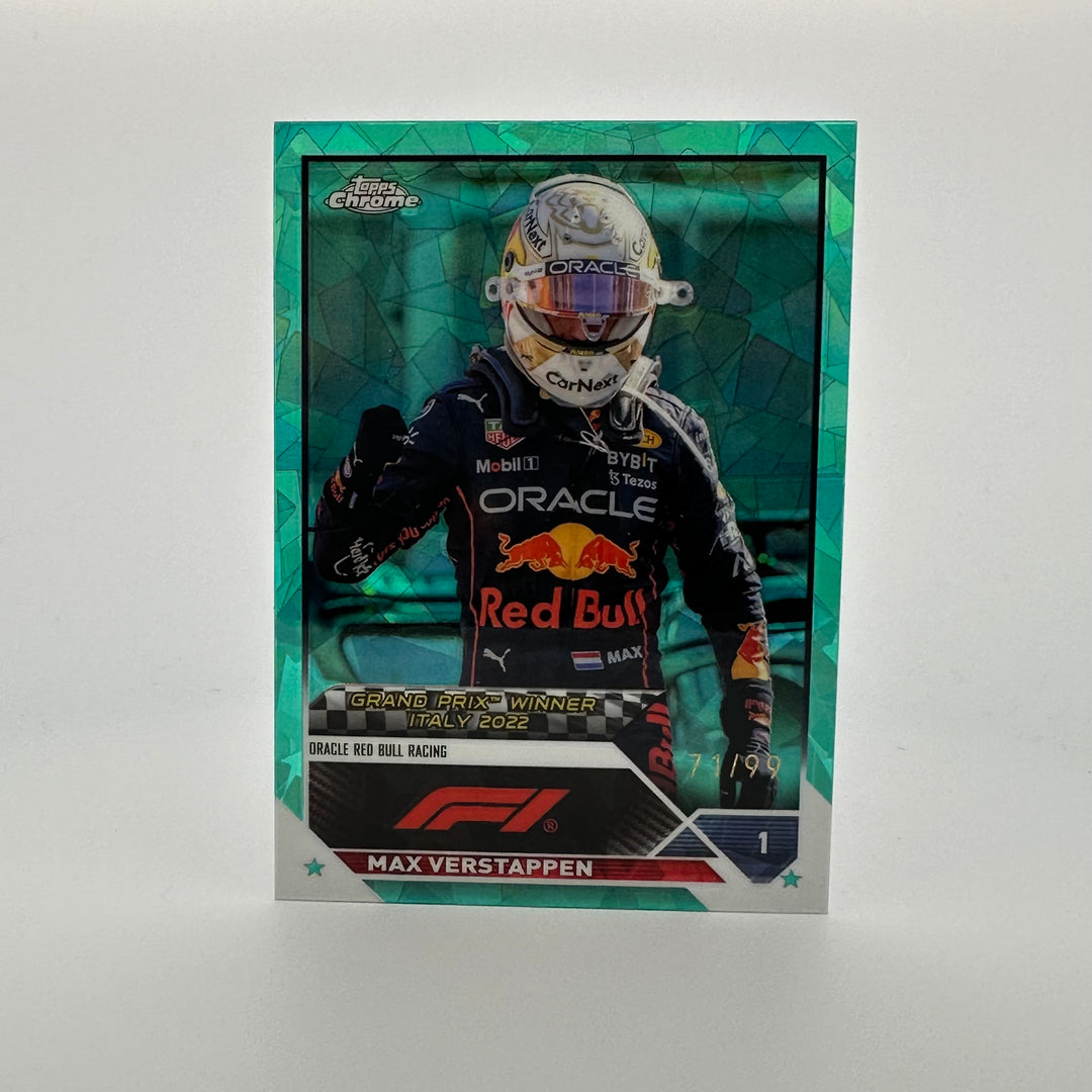 71/99 Aqua - Max Verstappen #159 - 2023 Topps Chrome Sapphire