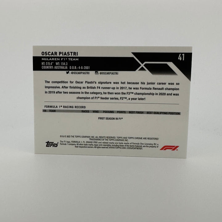 48/99 Aqua - Oscar Piastri #41 - 2023 Topps Chrome Sapphire
