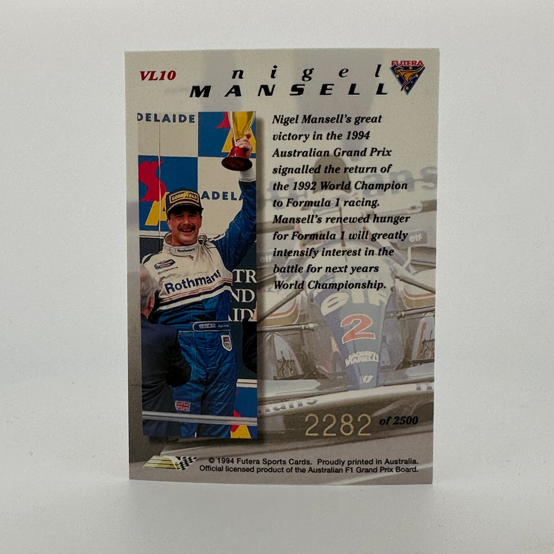 Futera 1995 - Nigel Mansell /2500 - Exchange Winner Card - Australian Grand Prix