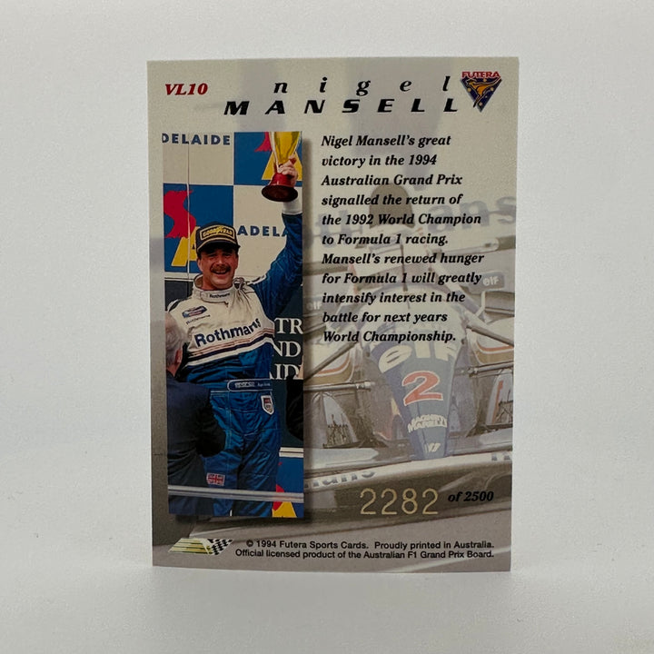 Futera 1995 - Nigel Mansell /2500 - Exchange Winner Card - Australian Grand Prix