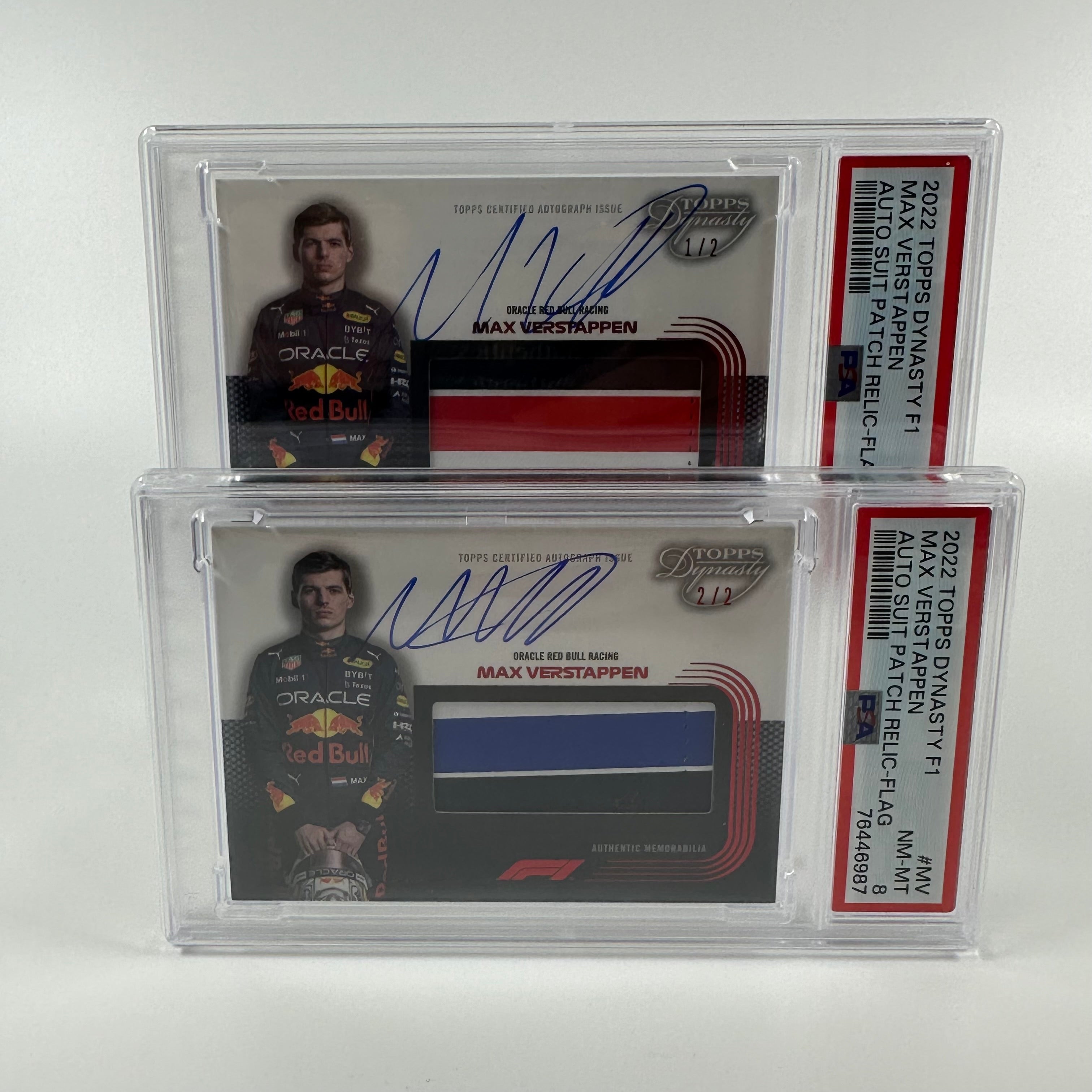 1/2 & 2/2 - Max Verstappen #MV - Auto Flag Patch - 2022 Topps