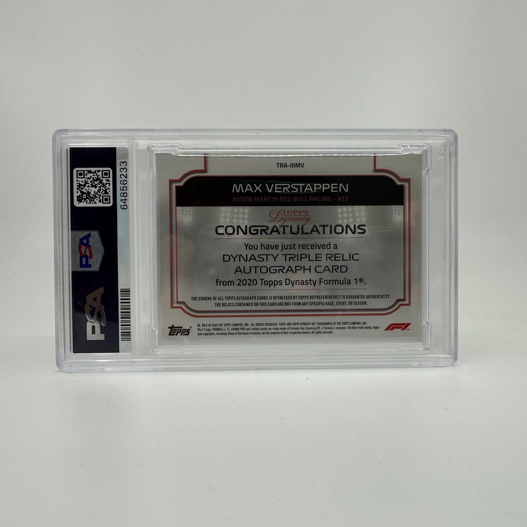 PSA10 - 2/5 - Max Verstappen #IIIMV - 2020 Topps Dynasty - Triple Relic Autograph Card